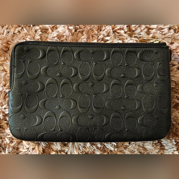 F87934 Coach Double Zip Wallet In Signature Black Leather - Picture 8 of 14